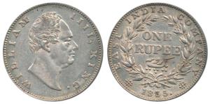 William IV, Silver Rupee, 1835, ’F’ incuse, A / II / 19 Berries, Bud Leaves. Extremely Fin