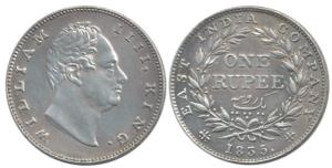 William IV, Silver Rupee, 1835, RS incuse, B / II / 20 Berries, (Prid 32). About Extremely