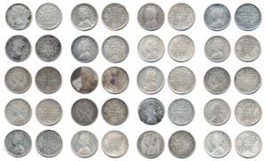 Victoria Queen and Empress, Silver 2 Annas (20), 1841, continuous and divided legend; Calc