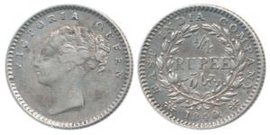 Victoria Queen, Silver ¼ Rupee, 1840, continuous legend. Very Fine.