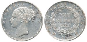 Victoria Queen, Silver Rupee, 1840, Calcutta Mint, continuous legend, English Head, 19 Ber