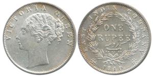 Victoria Queen, Silver Rupee, 1840, Calcutta Mint, continuous legend, Indian Head, rev. 35