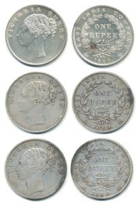 Victoria Queen, Silver Rupee, 1840, Calcutta Mint, continuous legend, Indian Head, 35 Berr