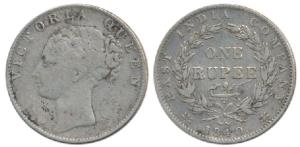 Victoria Queen, Silver Rupee, 1840, Calcutta Mint, continuous legend, English Head with Mo