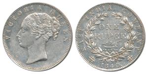 Victoria Queen, Silver Rupee, 1840, Bombay Mint, continuous legend, English Head, 19 Berri