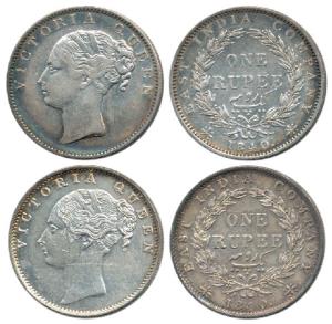 Victoria Queen, Silver Rupee, 1840, Madras Mint and Bombay Mint, continuous legend, Englis