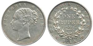 Victoria Queen, Silver Rupee, 1840, Madras Mint, continuous legend, English Head, ’S’ incu