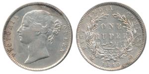 Victoria Queen, Silver Rupee, 1840, divided legend, Mule, 25 Berries. Very Fine, Very Rare