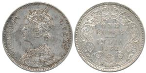 Victoria Queen, Silver Rupee, 1862, Calcutta Mint, A / III, (Prid 65). About Extremely Fin
