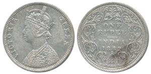 Victoria Queen, Silver Rupee, 1862, A / I / 1 / 1 with crescent . Very Fine+, Rare.