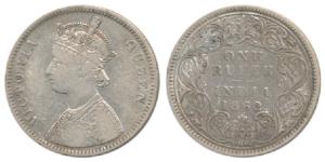 Victoria Queen, Silver Rupee, 1862, A / I / 0 / 3. Fine+, Very Rare.