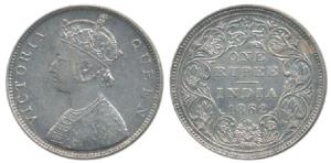 Victoria Queen, Silver Rupee, 1862, B / II / 0 / 6. Very Fine+, Very Rare.