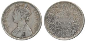 Victoria Queen, Silver Rupee, 1862, B / I / 0 / 6. Very Fine, Very Rare.