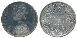 Victoria Queen, Silver Rupee, 1862, A / II / 1 / 7 with top dot above N of ONE. About Very