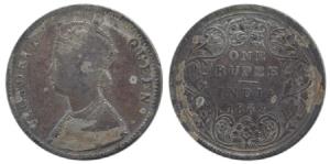 Victoria Queen, Silver Rupee, 1862, A / II / 1 / 10 with top dot in top flower. Fine, Very