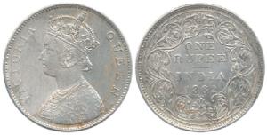 Victoria Queen, Silver Rupee, 1862, B / II 2 / 3. Very Fine+, Very Rare.