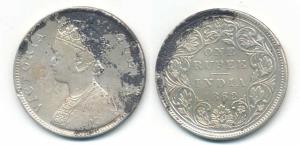 Victoria Queen, Silver Rupee, 1862, B / II / 0 / 3. Fine.