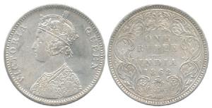 Victoria Queen, Silver Rupee, 1862, A / I 1 / 2 dot. Very Fine, Rare.
