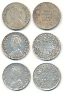 Victoria Empress, Silver 2 Annas, 1898, Bombay Mint, B / II / ’B’ incuse, 1900, B / I / ’B