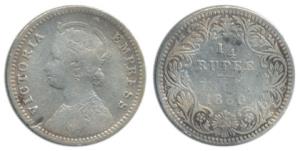 Victoria Queen, Silver ¼ Rupee, 1880, Calcutta Mint, C / II / ’C’ incuse. Fine+, Extremely