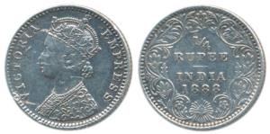 Victoria Empress, Silver ¼ Rupee, 1888, Bombay Mint, C / II / ’B’ raised (Prid 421). Very 
