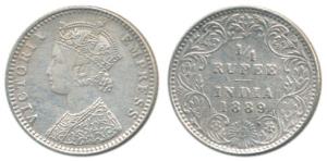 Victoria Empress, Silver ¼ Rupee, 1889, Bombay Mint, C / II / ’B’ incuse. Extremely Fine, 
