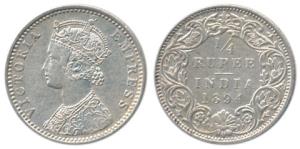 Victoria Empress, Silver ¼ Rupee, 1894, Bombay Mint, C / I / ’B’ incuse. About Extremely F