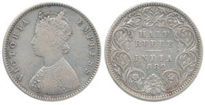 Victoria Empress, Silver ½ Rupee, 1882, Calcutta Mint, A / I / ’C’ incuse. Very Fine, Very