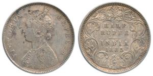 Victoria Empress, Silver ½ Rupee, 1885, Calcutta Mint, A / I / ’C’ incuse. Very Fine+, Rar