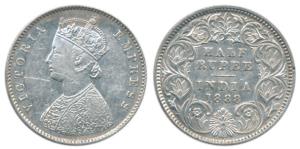 Victoria Empress, Silver ½ Rupee, 1889, Bombay Mint, A / II / ’B’ raised. Very Fine+, Rare