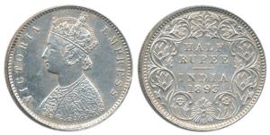 Victoria Empress, Silver ½ Rupee, 1893, Calcutta Mint, A / I / ’C’ incuse. About Extremely