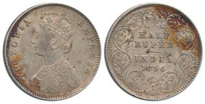 Victoria Empress, Silver ½ Rupee, 1896, Calcutta Mint, A / I / ’C’ incuse. Very Fine+.