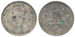 Victoria Empress, Silver Rupee, 1879, Bombay Mint, A3 / II, No mint mark. Fine+, Very Rare