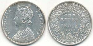 Victoria Empress, Silver Rupee, 1880, A3 / I / dot, A3 / II / dot. Very Fine. (2)
