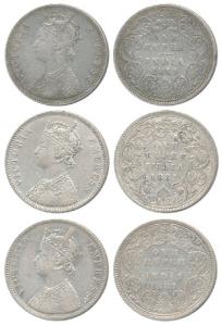 Victoria Empress, Silver Rupee, 1881, Bombay Mint, A3 / IV / dot and A3 / I / dot and Calc