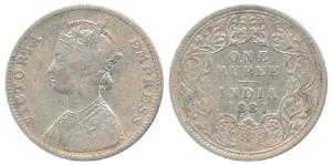 Victoria Empress, Silver Rupee, 1881, Bombay Mint, A3 / I / dot. Fine+, Very Rare.