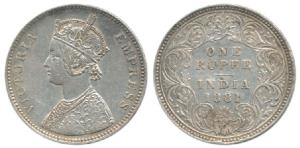 Victoria Empress, Silver Rupee, 1881, Calcutta Mint, A1 / I / ’C’ incuse. Very Fine+, Very