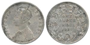 Victoria Empress, Silver Rupee, 1882, Bombay Mint, A3 / IV / dot. About Very Fine, Rare.