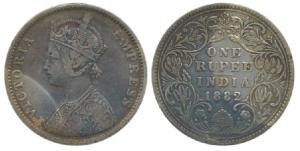 Victoria Empress, Silver Rupee, 1882, A3 / IV / dot. About Very Fine.