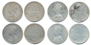 Victoria Empress, Silver Rupee, 1883, Bombay Mint, A3 / I / dot, A3 / I / ’B’ raised and d
