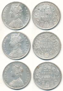 Victoria Empress, Silver Rupee, 1884, Bombay Mint, A3 / I / ’B’ raised, A3 / II, bottom ’B