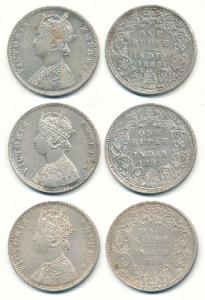 Victoria Empress, Silver Rupee, 1885, Bombay Mint, C2 / I / ’B’ incuse (2), Calcutta Mint,