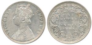 Victoria Empress, Silver Rupee, 1885, Bombay Mint, C2 / I / ’B’ raised. Very Fine+, Rare.