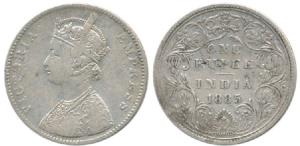 Victoria Empress, Silver Rupee, 1885, Bombay Mint, A3 / II, top and bottom ’B’ raised. Fin