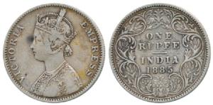 Victoria Empress, Silver Rupee, 1885, Bombay Mint, A3 / I / ’B’ incuse. About Very Fine, V