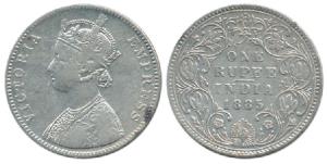 Victoria Empress, Silver Rupee, 1885, Bombay Mint, A3 / IV / ’B’ incuse. About Very Fine, 