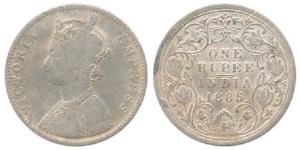 Victoria Empress, Silver Rupee, 1885, Bombay Mint, A3 / IV / ’B’ raised. Fine, Very Rare.