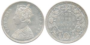 Victoria Empress, Silver Rupee, 1885, Bombay Mint, C2 / II / ’B’ raised. About Uncirculate