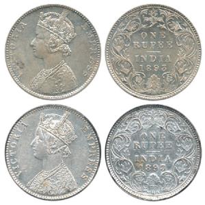 Victoria Empress, Silver Rupee, 1893, Bombay Mint, C2 / I / ’B’ incuse, Calcutta Mint, C3 