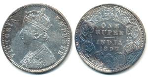 Victoria Empress, Silver Rupee, 1897, Calcutta Mint, C3 / I / ’C’ incuse. Very Fine+, Rare